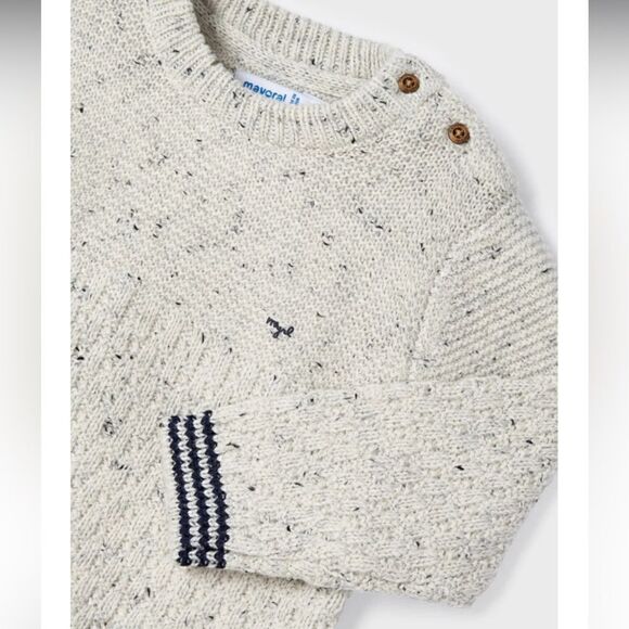 MAYORAL BABY & TODDLER BOYS OATMEAL AND NAVY SWEATER, 18 months - Picture 2 of 5
